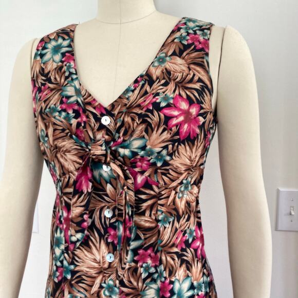 Vintage Bobbie Bee Tropical Maxi Dress with Tie - Picture 4 of 6